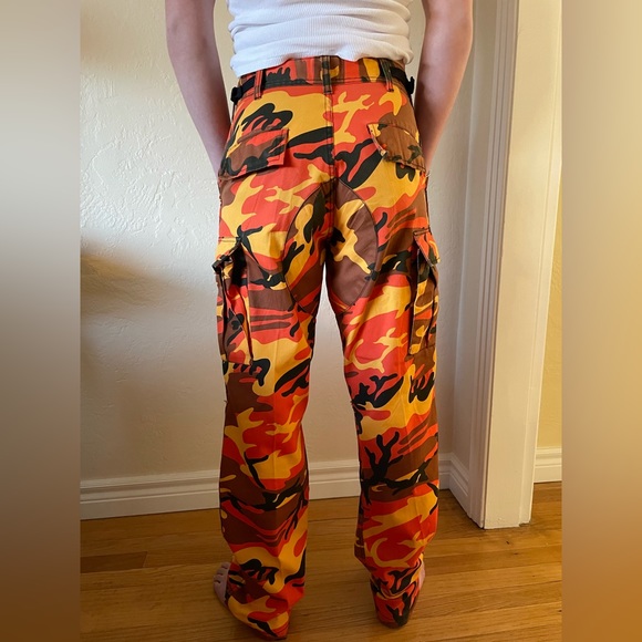 Rothco orange, yellow, and black military cargo pants. - Picture 4 of 4